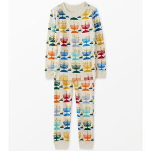 Hanna Andersson Hanukkah Pajamas Kids Holiday Long John sz 10 140cm